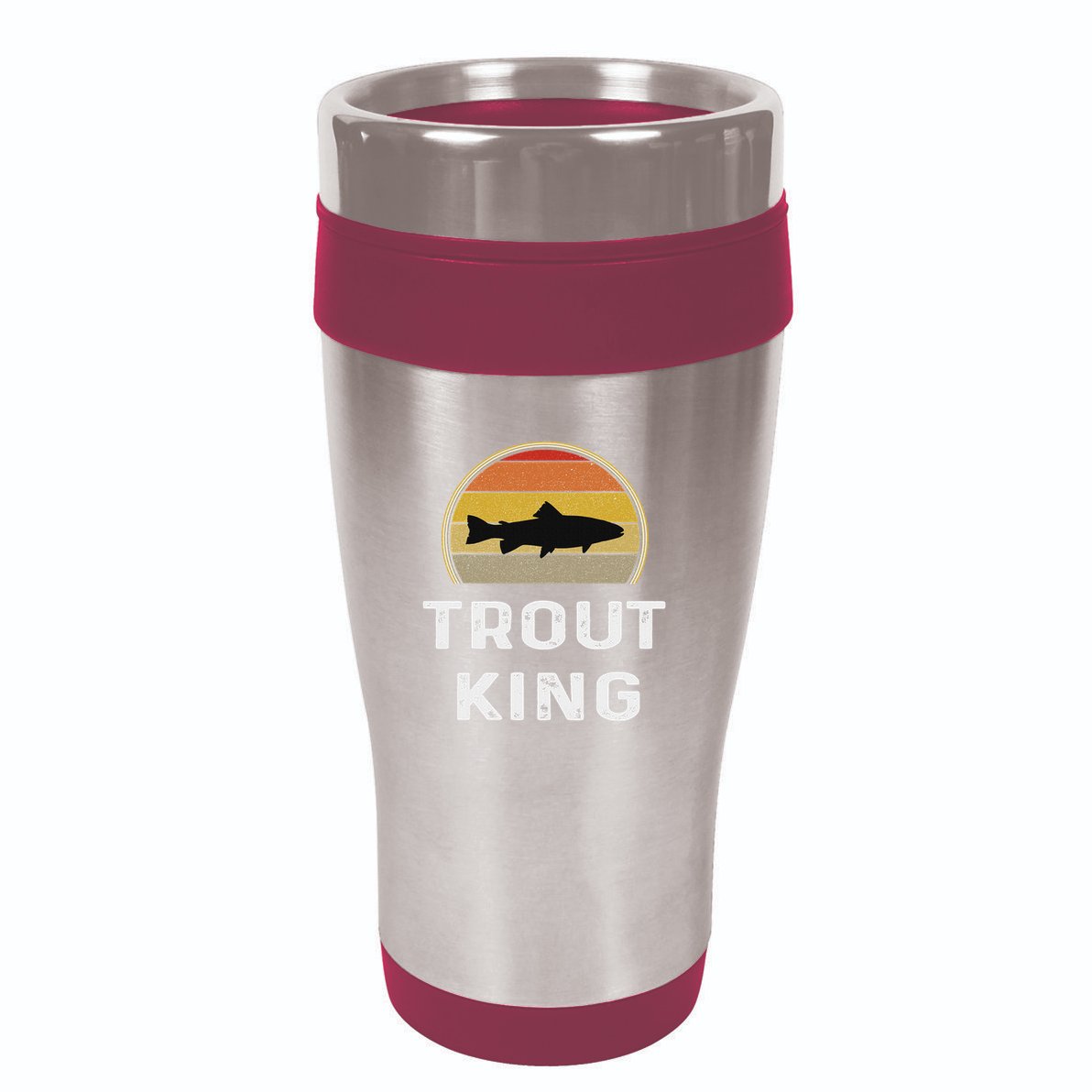 Trout King Fishing Funny Fisherman Gifts Retro Vintage 16oz Travel Tumbler