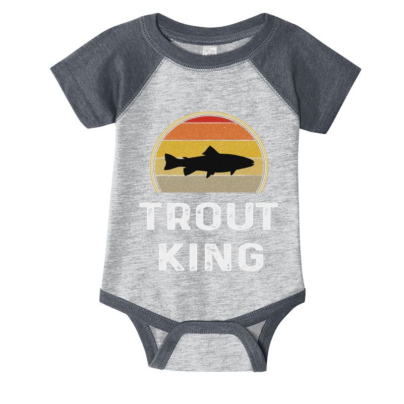 Trout King Fishing Funny Fisherman Gifts Retro Vintage Infant Baby Jersey Bodysuit