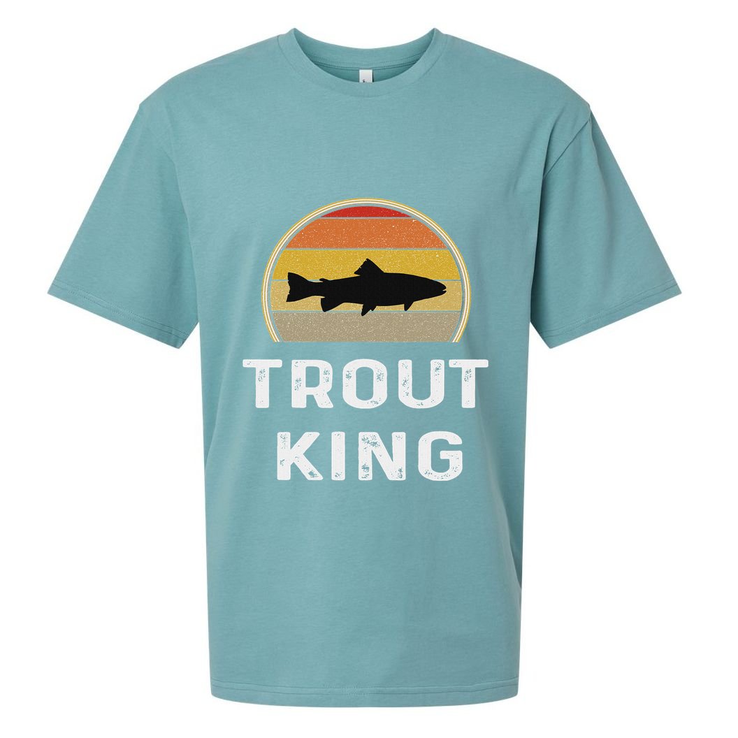 Trout King Fishing Funny Fisherman Gifts Retro Vintage Sueded Cloud Jersey T-Shirt