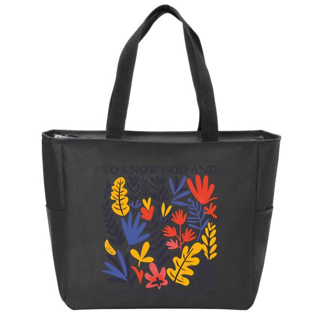 To Know God And Make Him Known Retro Flower Floral Zip Tote Bag