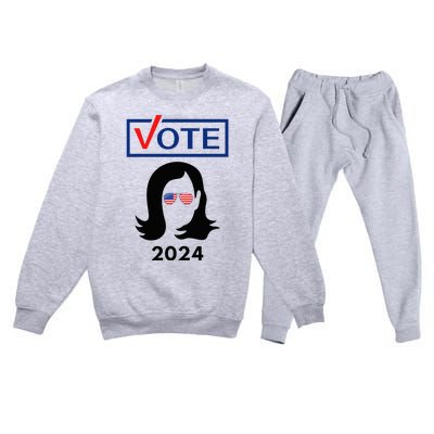 Team Kamala Harris 2024 Distressed Premium Crewneck Sweatsuit Set