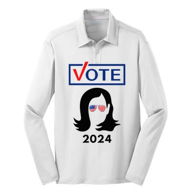 Team Kamala Harris 2024 Distressed Silk Touch Performance Long Sleeve Polo