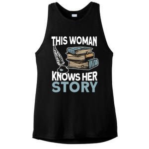 This Knows Her Story Meaningful Gift Literature Book Writer And Author Gift Ladies PosiCharge Tri-Blend Wicking Tank