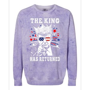 The King Has Return Funny President Trump Colorblast Crewneck Sweatshirt