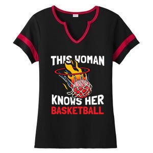 This Knows Her Basketball Gift Streetball Basketball Cool Gift Ladies Halftime Notch Neck Tee