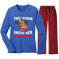 This Knows Her Basketball Gift Streetball Basketball Cool Gift Women's Long Sleeve Flannel Pajama Set 