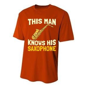 This Knows His Saxophone Gift Jazz Musician Sax Saxophonist Gift Performance Sprint T-Shirt