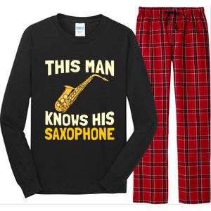 This Knows His Saxophone Gift Jazz Musician Sax Saxophonist Gift Long Sleeve Pajama Set