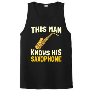 This Knows His Saxophone Gift Jazz Musician Sax Saxophonist Gift PosiCharge Competitor Tank