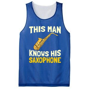 This Knows His Saxophone Gift Jazz Musician Sax Saxophonist Gift Mesh Reversible Basketball Jersey Tank