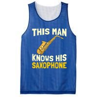 This Knows His Saxophone Gift Jazz Musician Sax Saxophonist Gift Mesh Reversible Basketball Jersey Tank