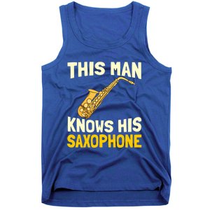 This Knows His Saxophone Gift Jazz Musician Sax Saxophonist Gift Tank Top