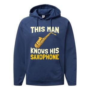 This Knows His Saxophone Gift Jazz Musician Sax Saxophonist Gift Performance Fleece Hoodie