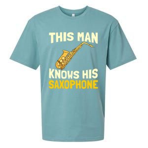 This Knows His Saxophone Gift Jazz Musician Sax Saxophonist Gift Sueded Cloud Jersey T-Shirt