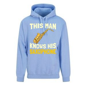 This Knows His Saxophone Gift Jazz Musician Sax Saxophonist Gift Unisex Surf Hoodie