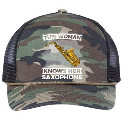 This Knows Her Saxophone Gift Sax Jazz Saxophonist Meaningful Gift Retro Rope Trucker Hat Cap