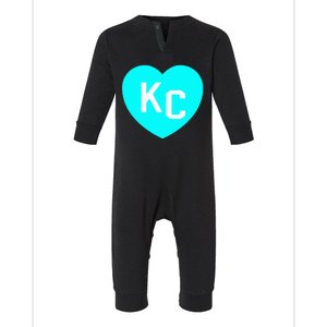 Teal Kc Heart Cute Teal Kansas City Heart Teal Kc Hometown Infant Fleece One Piece