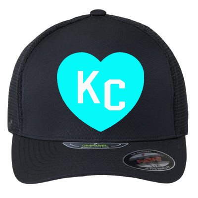 Teal Kc Heart Cute Teal Kansas City Heart Teal Kc Hometown Flexfit Unipanel Trucker Cap