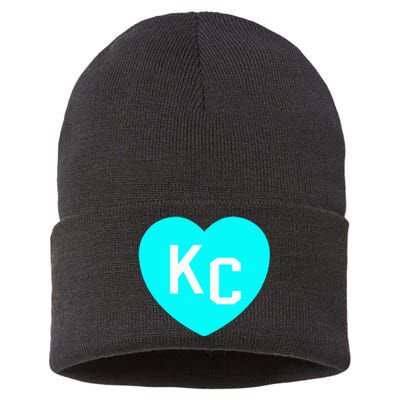 Teal Kc Heart Cute Teal Kansas City Heart Teal Kc Hometown Sustainable Knit Beanie