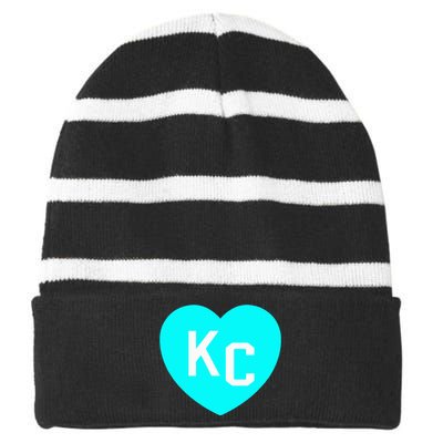 Teal Kc Heart Cute Teal Kansas City Heart Teal Kc Hometown Striped Beanie with Solid Band