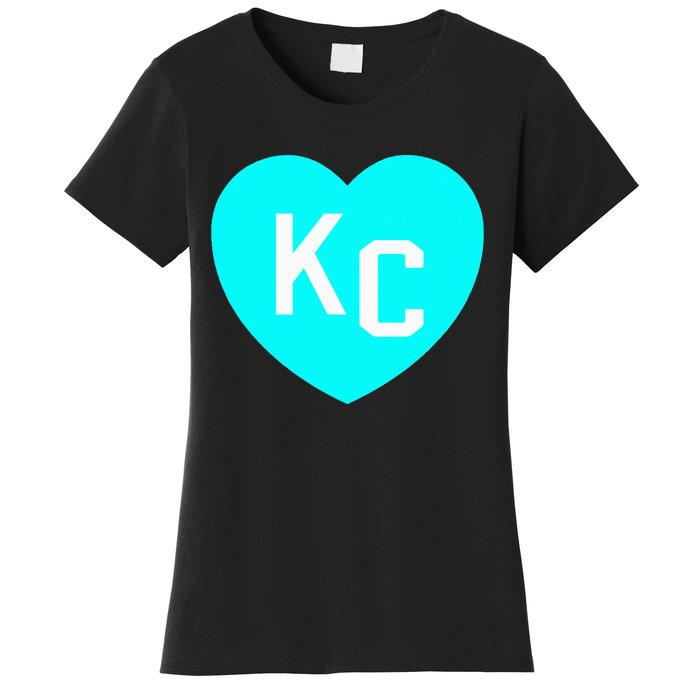 Teal Kc Heart Cute Teal Kansas City Heart Teal Kc Hometown Women's T-Shirt