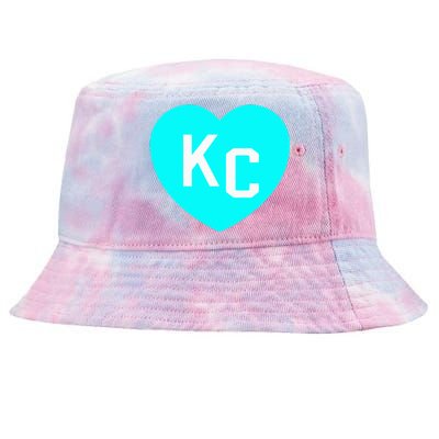 Teal Kc Heart Cute Teal Kansas City Heart Teal Kc Hometown Tie-Dyed Bucket Hat