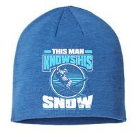 This Knows His Snow Gift Skier Ski Mountains Skiing Gift Sustainable Beanie