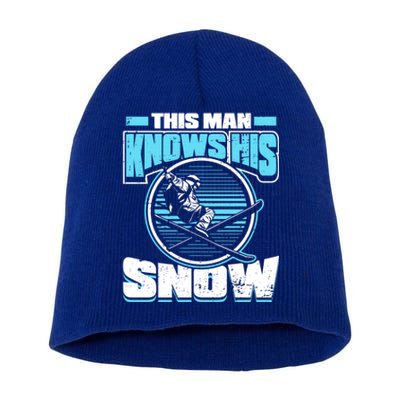 This Knows His Snow Gift Skier Ski Mountains Skiing Gift Short Acrylic Beanie