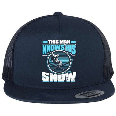 This Knows His Snow Gift Skier Ski Mountains Skiing Gift Flat Bill Trucker Hat