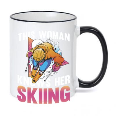 This Knows Her Skiing Cool Gift Skier Ski Mountains Skiing Gift 11oz Black Color Changing Mug