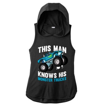 This Knows His Trucks Gift Motorsport Show Monster Trucks Gift Ladies PosiCharge Tri-Blend Wicking Draft Hoodie Tank