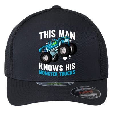 This Knows His Trucks Gift Motorsport Show Monster Trucks Gift Flexfit Unipanel Trucker Cap