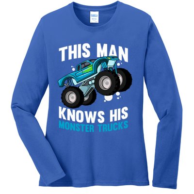 This Knows His Trucks Gift Motorsport Show Monster Trucks Gift Ladies Long Sleeve Shirt