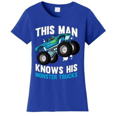 This Knows His Trucks Gift Motorsport Show Monster Trucks Gift Women's T-Shirt