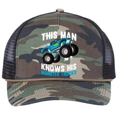 This Knows His Trucks Gift Motorsport Show Monster Trucks Gift Retro Rope Trucker Hat Cap