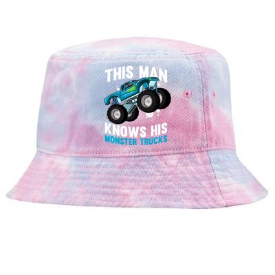 This Knows His Trucks Gift Motorsport Show Monster Trucks Gift Tie-Dyed Bucket Hat