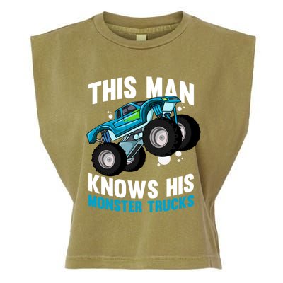 This Knows His Trucks Gift Motorsport Show Monster Trucks Gift Garment-Dyed Women's Muscle Tee