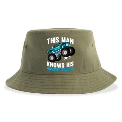 This Knows His Trucks Gift Motorsport Show Monster Trucks Gift Sustainable Bucket Hat