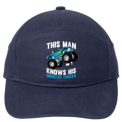 This Knows His Trucks Gift Motorsport Show Monster Trucks Gift 7-Panel Snapback Hat