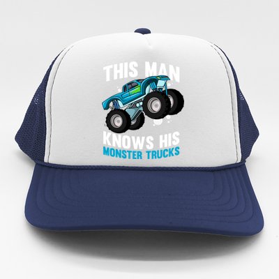 This Knows His Trucks Gift Motorsport Show Monster Trucks Gift Trucker Hat