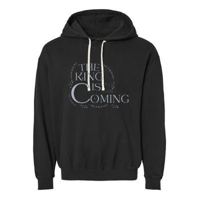 The King Is Coming Revelation 14 Christian Rapture Floral Garment-Dyed Fleece Hoodie