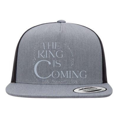 The King Is Coming Revelation 14 Christian Rapture Floral Flat Bill Trucker Hat