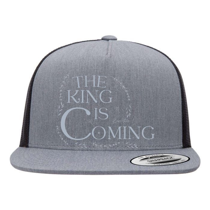 The King Is Coming Revelation 14 Christian Rapture Floral Flat Bill Trucker Hat