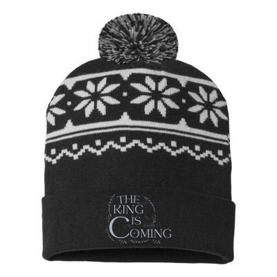 The King Is Coming Revelation 14 Christian Rapture Floral USA-Made Snowflake Beanie