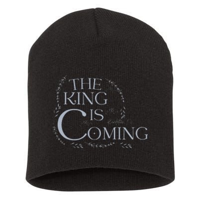 The King Is Coming Revelation 14 Christian Rapture Floral Short Acrylic Beanie