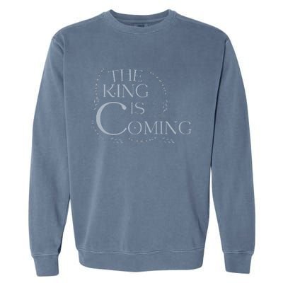 The King Is Coming Revelation 14 Christian Rapture Floral Garment-Dyed Sweatshirt