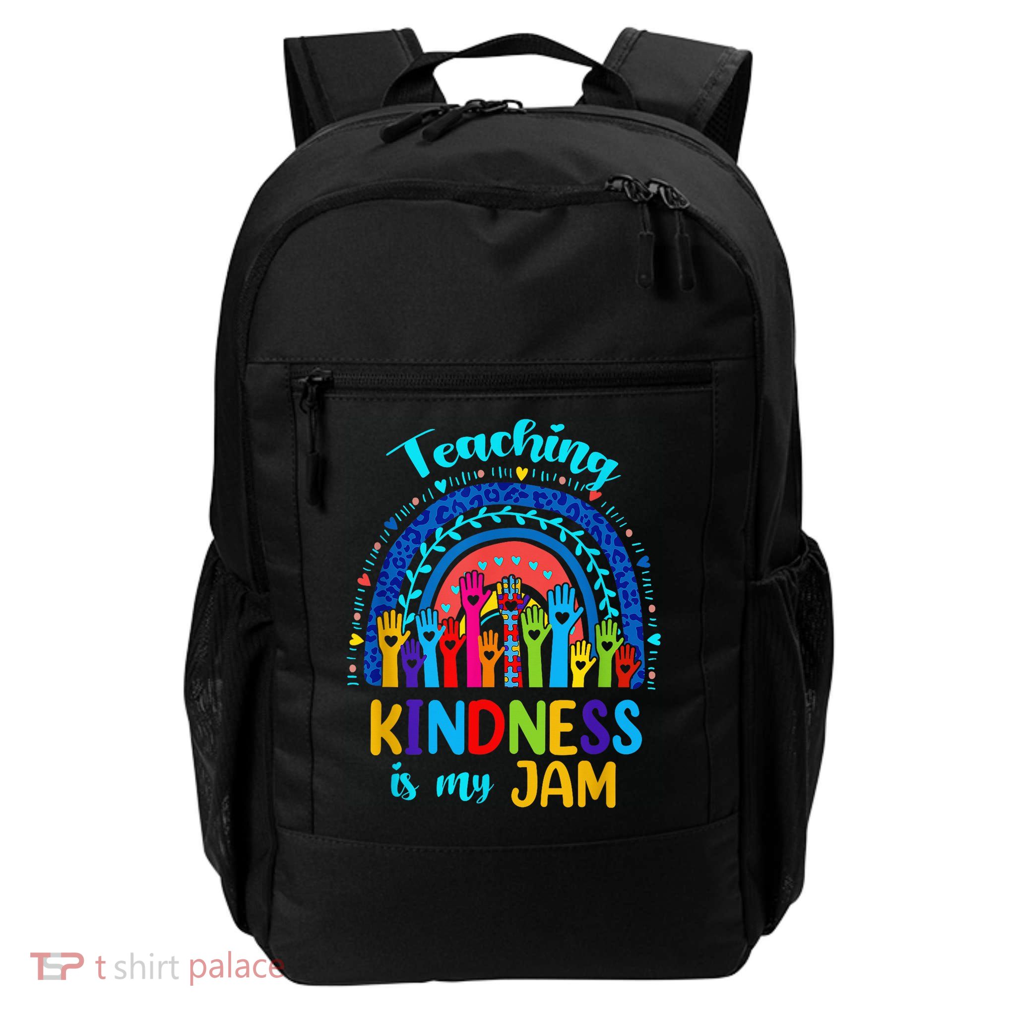 Teaching Kindness Is My Jam Lepard Rainbow Autism Awareness Daily Commute Backpack