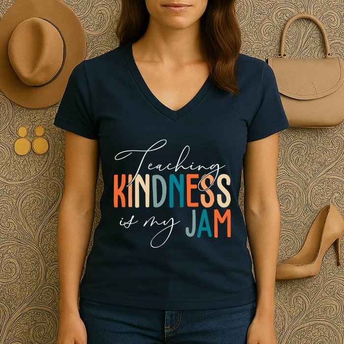 Teaching Kindness Is My Jam Women's V-Neck T-Shirt
