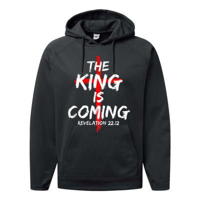 The King Is Coming Jesus Is Coming Faith Christian Apparel Performance Fleece Hoodie