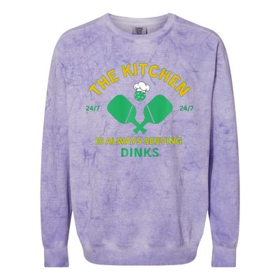 The Kitchen is Always Serving Dinks Pickleball Funny Rules Colorblast Crewneck Sweatshirt